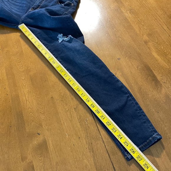 ENJEAN Women's Junior Dark Wash Distressed Skinny Leg‎ Denim Blue Jeans Sz 7 - Picture 9 of 10